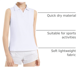 เสื้อโปโลแบบสั่งทำพิเศษสำหรับนักเรียนหญิง ผ้าโพลีเอสเตอร์ผสมสแปนเด็กซ์ เสื้อยืดแขนกุดสำหรับเล่นเทนนิสและกอล์ฟ - Product Image 3