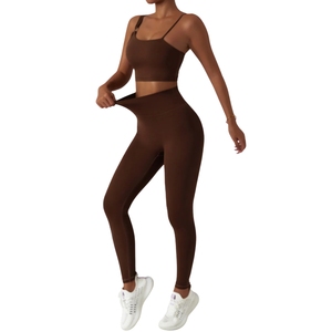 GC 2Pcs/Set Reversible Breathable Threaded <b>Seamless</b> Yoga Suit Sports Bra <b>Leggings</b> Peach Hip Trousers Fitness Yoga Sets Women - Product Image 3