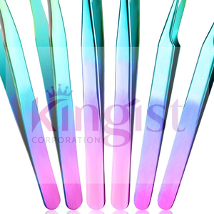 Custom Logo Curved Volume Eyelash Tweezer Set 90 Degree Russian Volume Fiber Tip Lash Tweezers for Eyelash Extension - Product Image 5