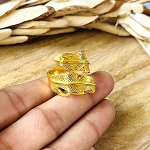 New Best Design Feather Gold Ring Boho Brass Rings For Women 18k Plated Leaf <b>Wrap</b> Statement ring Jewelry for Wholesale/OEM/ODM - Product Image 4