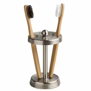 Modern Stainless Steel Countertop Toothbrush Holder Stand Bathroom Organizer Rustproof Design Eco-Friendly Two-piece - Product Image 1