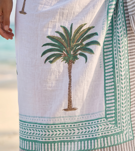 Pareo de Algodón con Estampado de Palmeras Tropicales para Mujer, Hecho a Mano, para Playa, Verano, Bikini, Ligero, para Resort - Product Image 1