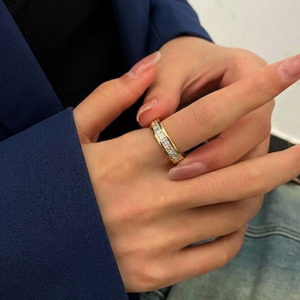 Jewellery Factory Classic Casual Design <b>Ring</b> 18 Karat Yellow Real Diamond Jewels Princess Half Way <b>Thin</b> Band <b>Rings</b> for Women - Product Image 6