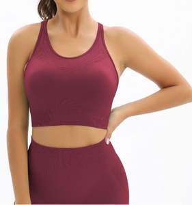 Ensemble de sport 2 pièces côtelé sans couture respirant pour femme, soutien-gorge de sport et short taille haute, vente en gros personnalisée OEM ODM - Product Image 4