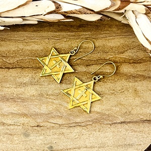Market Favorite Star Of David <b>Cross</b> Drop <b>Earrings</b> Boho Brass <b>Earrings</b> Women 18k Gold Plated Geometric Dangles Wholesale OEM ODM - Product Image 5
