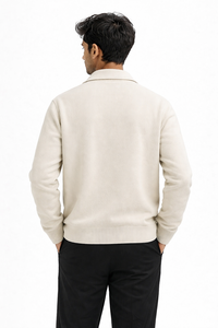 Veste décontractée zippée pour homme en tissu polaire de coton de qualité supérieure, au design minimaliste et contemporain, conçue pour un confort raffiné - Product Image 3