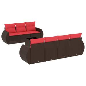 Ensemble de canapés de jardin en polyrotin brun avec coussins, mobilier d'extérieur pour 8 personnes, design contemporain - Product Image 2