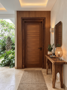 Porte battante moderne en bois massif avec placage de cerisier européen, idéale pour chambre, salon, villa - Product Image 5