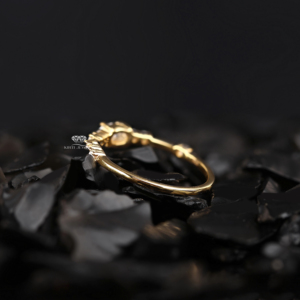 Round Cut Diamond Engagement Ring 14K Gold Dainty Three Stone Ring Minimalist Bridal Ring Slim Stackable Promise Gift For Her - Product Image 3