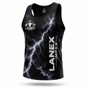 Custom Black Lightning Gym Tank Top for Men 3D Sublimation Bodybuilding <b>Stringer</b> <b>Vest</b> Sleeveless Fitness Workout Sportswear OEM - Product Image 1