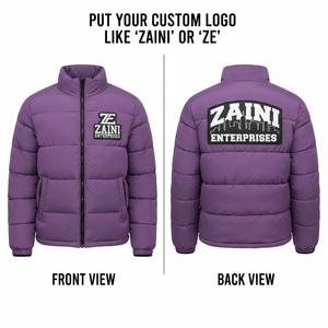 Chaqueta Acolchada Premium para Hombre, 120 GSM, Poliéster Pongee, Color Morado, Cuello Alto, Abrigo Largo de Invierno, OEM - Product Image 1