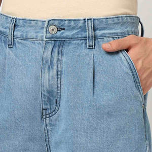 Shorts en jean pour homme en tissu extensible et flexible, finition délavée, prêts pour l'extérieur, décontractés - Product Image 5