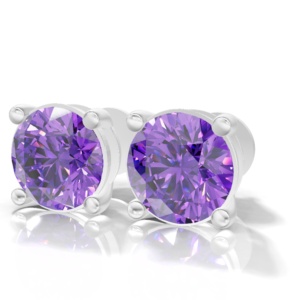 ต่างหูพลอยอเมทิสต์ทรงบริลเลียนท์จาก Heerani Jewels เงินแท้ 925 ชุบเงิน ดีไซน์คลาสสิกแบบกรงเล็บ เหมาะสำหรับงานหมั้นและงานแต่งงาน - Product Image 1