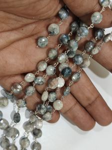 Natural Grey Silverite AB Coated Classic Link <b>Chain</b> 8mm Sold Per Foot - Product Image 2