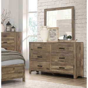 Comò in Stile Rustico a 6 Cassetti con Finitura in Pino Invecchiato, Mobile per Camera da Letto in Legno - Product Image 4