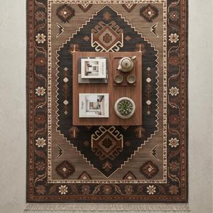 Traditional Tribal Geometric Area Rug with <b>Round</b> Pattern Decorative <b>Carpet</b> for Living Room Bedroom Home Decor - Product Image 4