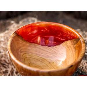 Bol en bois et résine fait main de qualité supérieure pour la salle à manger à domicile, décoration élégante pour la maison - Product Image 1