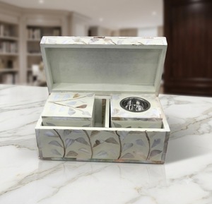 Caja de Regalo con Bandeja de Incienso de Nácar Hecha a Mano, Set de Porta Incienso con Incrustaciones para Decoración del Hogar, Bodas y Ramadán - Product Image 1