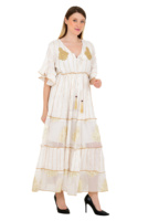 Schickes Umweltfreundliches Y2K Sommerkleid Damen Sommer Mode Cocktail Casual Looks Rayon Goldstreifen Arbeitskleidung Übergröße Strand Party Hochzeit