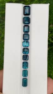 Pierre précieuse de tourmaline bleue taille émeraude, pierre naturelle non montée, tourmaline facettée pour la fabrication de bijoux, vente en gros - Product Image 5