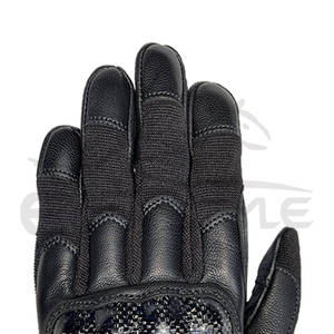 Gants de moto noirs à doigts entiers avec protection des articulations, en cuir, spandex et daim, avec protection personnalisée contre les chocs - Product Image 4
