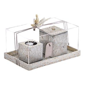 Juego de quemadores de incienso árabes con incrustaciones de nácar, el más vendido, con caja y cubierta acrílica para regalo, venta al por mayor para Ramadán - Product Image 1
