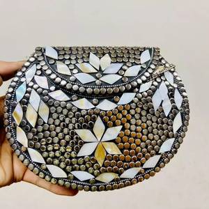 FAIZA CRAFT Handmade Metal <b>Silver</b> <b>Clutch</b> Bag Custom Color Modern Classic Wedding Home Decor Zipper Closure - Product Image 6