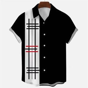 เสื้อเชิ้ตผู้ชายผ้าโพลี/คอตตอนพิมพ์ลาย ปกคอพับ ระบายอากาศได้ดี เป็นมิตรกับสิ่งแวดล้อม น้ำหนักเบา สวมใส่สบาย เหมาะสำหรับวันหยุดพักผ่อน ชายหาด ปาร์ตี้ ฤดูร้อน - Product Image 1