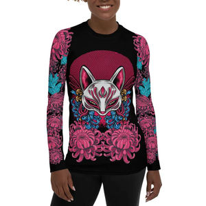 Blusa de Manga Larga con Estampado Floral para Mujer, Cuello Redondo, Diseño de Zorro Sublimado, Top Informal de Corte Regular, Material de Poliéster - Product Image 1