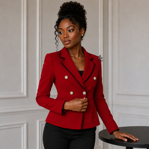 Ropa Griega Herencia Masónica, Ropa Formal Transpirable para Mujeres de Hermandades y Fraternidades, Combinación Roja y Negra con Mangas Largas - Product Image 3