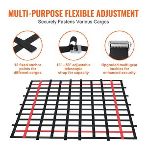 Rete da carico resistente per pianale camion 96x72 pollici con 4 cinghie regolabili, fibbie e ganci a S - Accessorio antiusura - Product Image 3