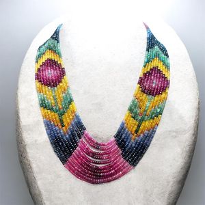 Collar de Cuentas Facetadas Multicolores de Esmeralda, Rubí y Zafiro Naturales, 11 Hilos, TASBIYA GEMS, Valorado por Terceros - Product Image 6
