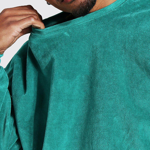 High Demand Custom Men Green <b>Velour</b> Crewneck <b>Sweatshirt</b> Oversized Velvet Drop Shoulder Blank Pullover Casual Autumn Wear - Product Image 6