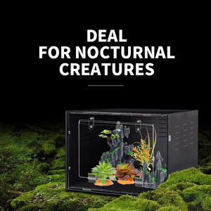 Terrarium pour reptiles en PVC noir, porte avant ouverte, <span class=keywords><strong>cage</strong></span> de forêt tropicale, habitat pour reptiles, boîte pour reptiles, enclos pour reptiles arboraux, pour geckos et grenouilles - Product Image 5
