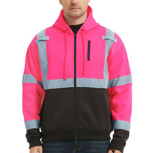 High Quality Reflective Safety Workwear Zipper <b>Hoodie</b> <b>for</b> <b>Men</b> Spring Embroidered Cotton Fleece Oversized Fit Construction Use - Product Image 2