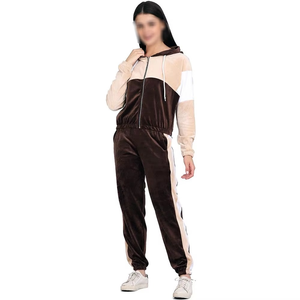Ensemble de survêtements en molleton de haute qualité pour femmes, avec fermeture éclair, logo personnalisé, sweat-shirt et pantalon de jogging, design streetwear écologique - Product Image 3