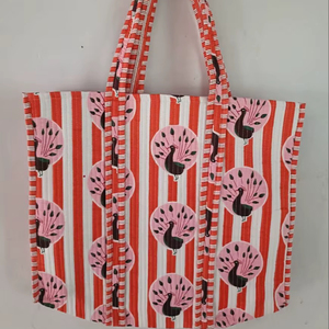 Sac fourre-tout élégant pour femme en tissu de coton fait main, couleur unie, matelassé, durable, avec fermeture éclair et design de couvercle - Product Image 1