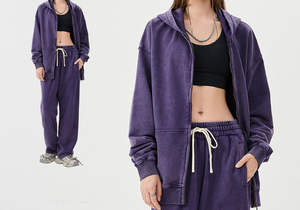 เสื้อฮู้ดซิปแบบย้อมสีเอซิดพร้อมโลโก้สั่งทำใหม่สำหรับผู้ชาย ราคาดีที่สุด MOQ ต่ำ - Product Image 4