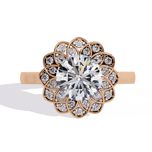Anillo de Diamantes de Corte Redondo de 1.5 CT para Mujer, Diseño Floral, Oro de 10k, 14k, 18k, Anillo de Compromiso, Aniversario, Boda, Certificado IGI - Product Image 4