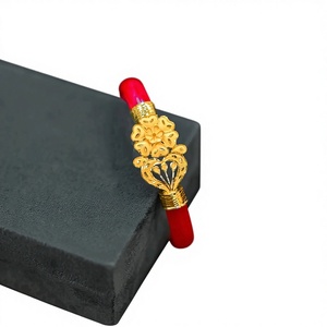 22K Solid Gold Traditional Bengali Pola Badhano Bangle Red Resin Handcrafted Indian Wedding Jewelry Bracelet for Women - Product Image 2