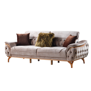 Luxury Velvet Chesterfield <b>Sofa</b> Deep Button Tufted Upholstered Couch Elegant Classic Oval Shape Metal Legs Living Room <b>Hotel</b> - Product Image 1