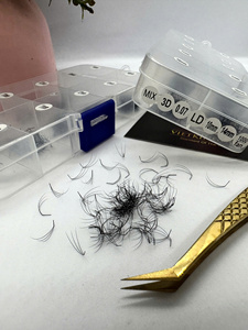 Extensions de cils préfabriquées en PBT coréen, volume 3D fait main, courbure LD 0.07, tailles mixtes, cils souples pour volume, vente en gros - Product Image 4