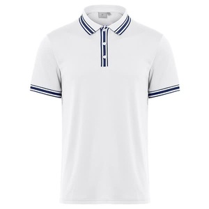 Chemise blanche à manches courtes pour homme, bordure marine, style décontracté, coupe classique, 100 % polyester, tissu Oxford, unie, anti-plis, séchage rapide - Product Image 1