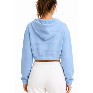 Short Cropped <b>Zipper</b> Hoodies For Women Long Sleeve Hooded <b>Tops</b> Soft Fleece Zip Front Relaxed Fit Style Daily Clothing - Product Image 4