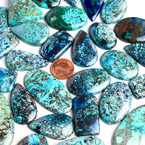 พลอยอัญมณีทรงหลวมกึ่งมีค่าคริสตัลอัญมณีเทอร์คอยซ์อะซูไรต์แท้ตัดเป็นแผ่นเรียบ - Product Image 6