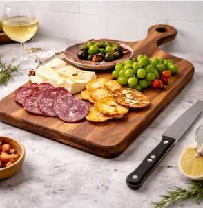 Tabla de Cortar de Madera de Acacia Premium, Ecológica, Duradera, de 1.5 cm de Grosor, Apta para Alimentos, Apta para Lavavajillas, para Queso, Charcutería y Cocina - Product Image 2