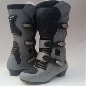 Botas de Motociclista para Mujer, Botas de Carreras de Media Pantorrilla, Zapatos de Cuero Originales para Chicas, Zapatos de Carreras Femeninos - Product Image 1