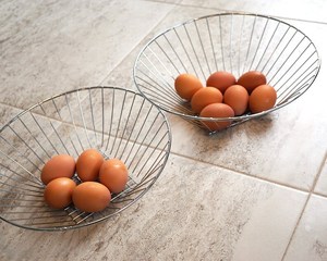 Vintage Metal <b>Square</b> to Circle Egg <b>Basket</b>/Bowl Geometric Minimalist Modern Kitchen Decor - Product Image 3