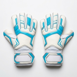 White And Blue Football Goalkeeper Gloves <b>Full</b> Finger Non <b>Slip</b> Breathable Adjustable Wrist Strap Unisex Sports Glove - Product Image 1