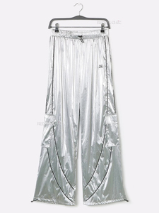 Metallic Silver <b>Parachute</b> <b>Pants</b> Women Vintage Elastic Waist Wide Leg Casual Sweatpants Jazz Dancer Skater Y2k Clothes - Product Image 6